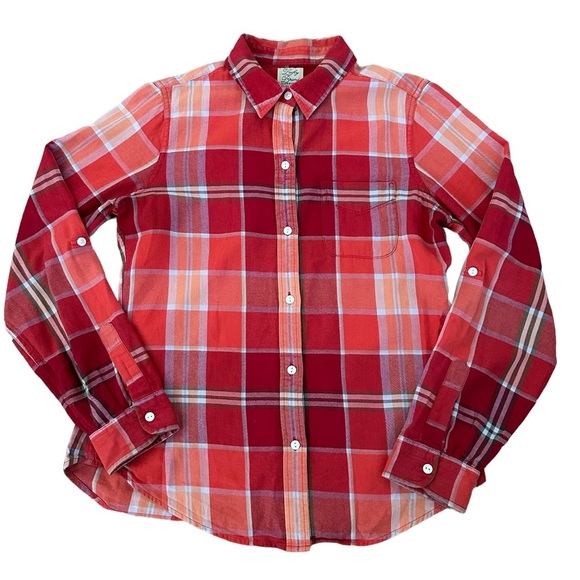 Lucky Brand Women’s Long Sleeves Plaid Shirt Multicolor Orange/Red Size M - Picture 8 of 9